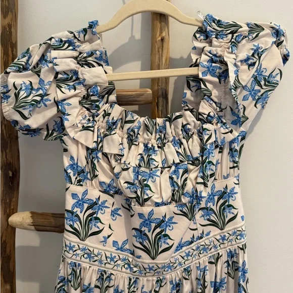 Agua by Agua Bendita Blue and White Floral Midi Dress - Picture 4 of 5